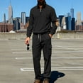 thumbnail image 6 of Men's Corduroy Track Suits Sets Long Sleeve Quarter Zip Sweatsuit Athletic Cargo Pants Gym 2 Piece Outfit, 6 of 9
