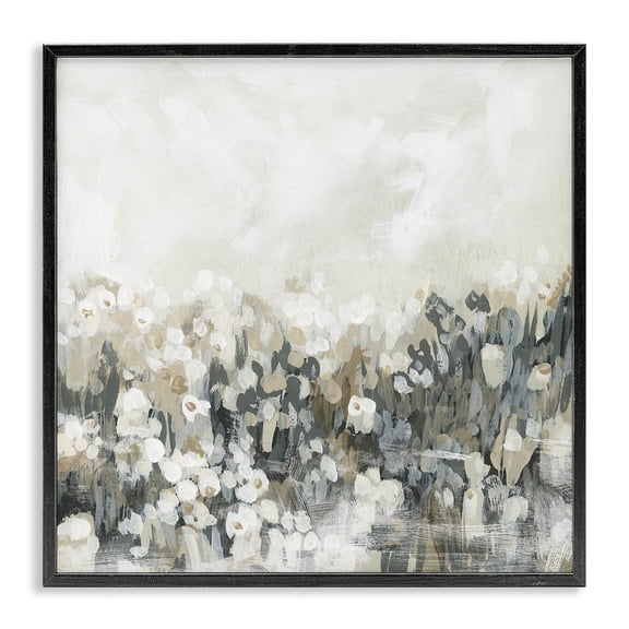 Stupell Industries Farmhouse Grey Speckled Flowers Black Framed Giclee Art, 12 x 12, by June Erica Vess