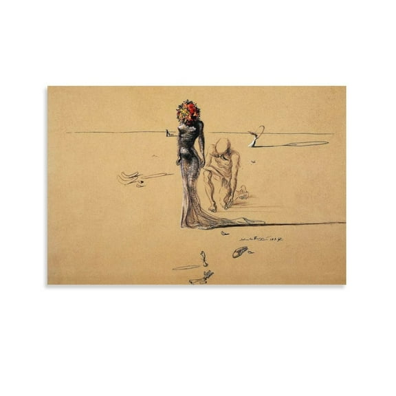 Salvador Dali Print Painting Woman with Flower Head(59) Posters Art Print Wall Photo Paint Poster Hanging Picture Family Bedroom Decor Gift 24x36inch(60x90cm)