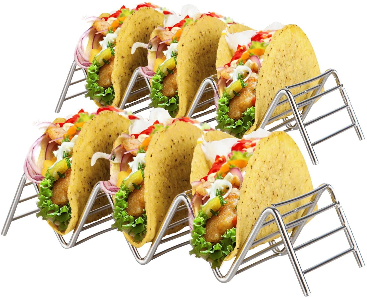 Stainless Steel Taco Holder 2 Pack Wire Metal Tray Holders For