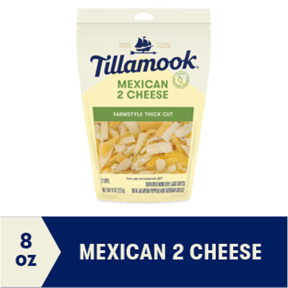 Tillamook Mexican 2 Cheese Blend Shredded Cheese, 8 oz