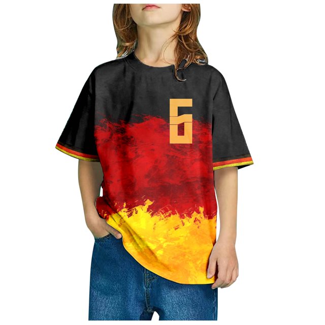 Toddler Girls Summer Tops Tees Print Germany Theme Number Casual Crewneck Graphic Plus Size Shirt Printed Solid Color Short Sleeve Top Spring Shirts For Boy 6 T-7 T