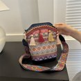 thumbnail image 1 of Bolso bandolera causal vintage Bolso de viaje con borla étnica para mujer (Azul marino), 1 of 7