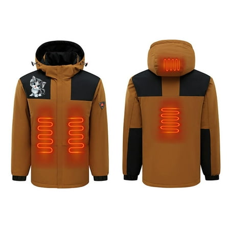 Qeaghou Women s Heated Jackets With Hood Waterproof Winter Outdoor Heated Jacket Lightweight Warm Soft Shell Rechargeable Heating Coat Clearance