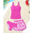 thumbnail image 5 of Lanbubble Girls Tankini Swimsuits for Teens 3 Piece Padded Bathing Suit with Print Shorts Square Collar Girls' Swimwear Set 11-16Y, 5 of 7