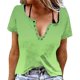 thumbnail image 1 of Camisetas de Manga Corta para Mujeres Camiseta de Cuello Redondo con Botón Impreso No Estructurado Casual con Suave 95% Poliéster 5% Spandex, Blusa Transpirable para la Primavera, 1 of 6