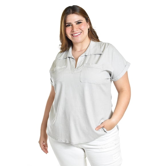 Camisa de lino Roman Fashion /Tallas Extras, 2295 (Gris) gris 40
