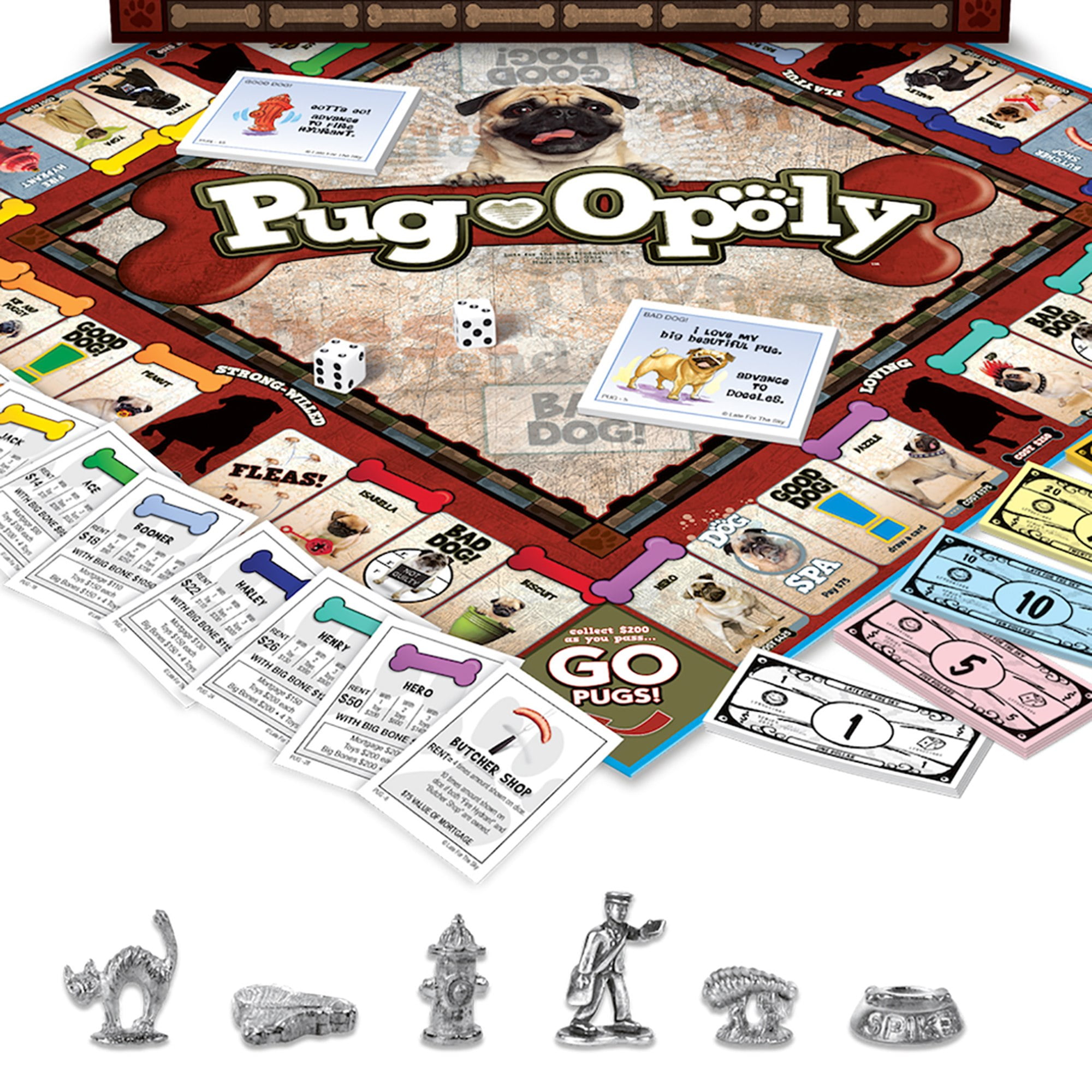 Late for the Sky Pug-Opoly Strategy Board Game, Children 5+ Years