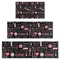Pink Breast Cancer Awareness Pattern Kitchen Rugs Sets Of 3,Kitchen Runner Rugs Non Skid Washable,Decorative Kitchen Floor Mats for Kitchen,Sink,Laundry,17"x30"  17"x47"   17"x59"