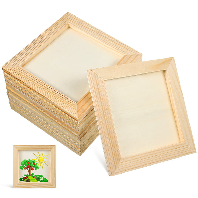 10 Pcs Unfinished Wooden Picture Frames DIY Photo Frames Wood Photo Frames  for Crafts Painting Projects