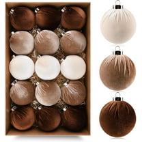 TETOU 15pcs Christmas Tree Ornaments,3.15 inch Multicolor Brown Neutral Beige Shatterproof Hanging Xmas Bulbs Decorations Set for Home Indoor Holiday Party Decor
