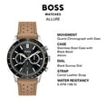 thumbnail image 2 of BOSS Men's Allure Stainless Steel Quartz Watch with Camel Leather Strap, Black, 22, 2 of 9