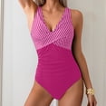 thumbnail image 3 of HAIJIE One Piece Outfits for Women Ruched Push Up Bathing Suit Tie Back Women's One Piece Swimsuit for Women Summer Swimwear, 3 of 5