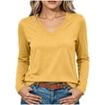 thumbnail image 3 of Tqcoqu Women's V Neck Long Sleeve T-Shirt,Slim Fitted Stretch Basic Layering Top Casual Daily Base Tee, 3 of 10
