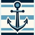 thumbnail image 6 of PIKWEEK Anchor Nautical Ship Boat Blue and White Stripes Printed Table Cover White, 6 of 8