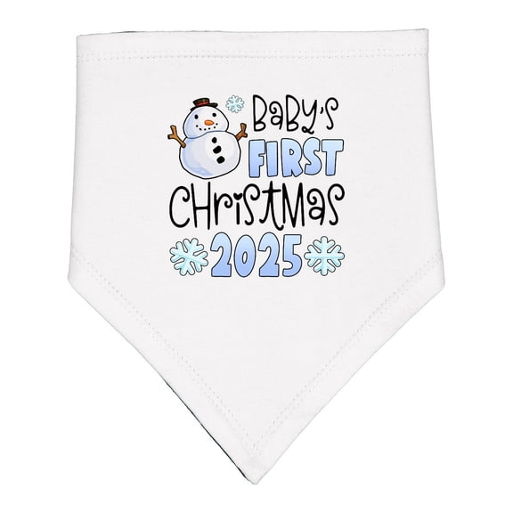 Inktastic Baby's First Christmas 2025-snowman Baby Bandana Bib