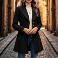 thumbnail image 5 of cocolona Pea Coats for Women Solid Color Elegant Notched Lapel Single Breasted Overcoat Slim Fit Pleated Hem Long Jacket, 5 of 7