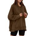 thumbnail image 2 of kamemir Womens Hoodies Plus Size Women's Tops 2025 Fall Eyelet Long Sleeve Crewneck Blouses Quilted Sweatshirts Loose Fit Pullover Shirts(Brown,S), 2 of 6
