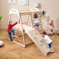 thumbnail image 4 of Costway 8-in-1 Jungle Gym with Slide, Monkey Bar, Swing, Rope Ladder, Resting Platform, Net Natural, 4 of 10