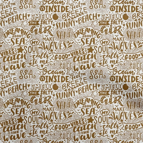 oneOone Polyester Spandex Brown Fabric Writing Beach Sewing Fabric By The Yard Printed Diy Clothing Sewing Supplies 56 Inch Wide
