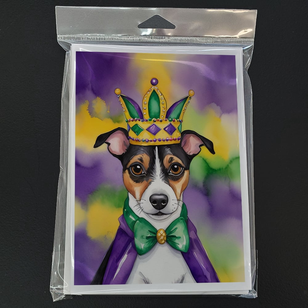 Jack Russell Terrier King of Mardi Gras Greeting Cards Pack of 8 7 in x 5 in