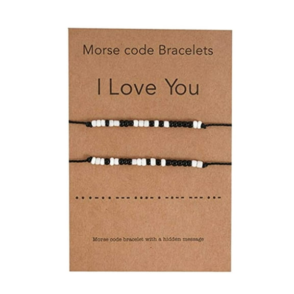 Couples "I Love You" Code Bracelets - Handmade Wax Rope, Adjustable Size, Matching Design, Gift for Lovers