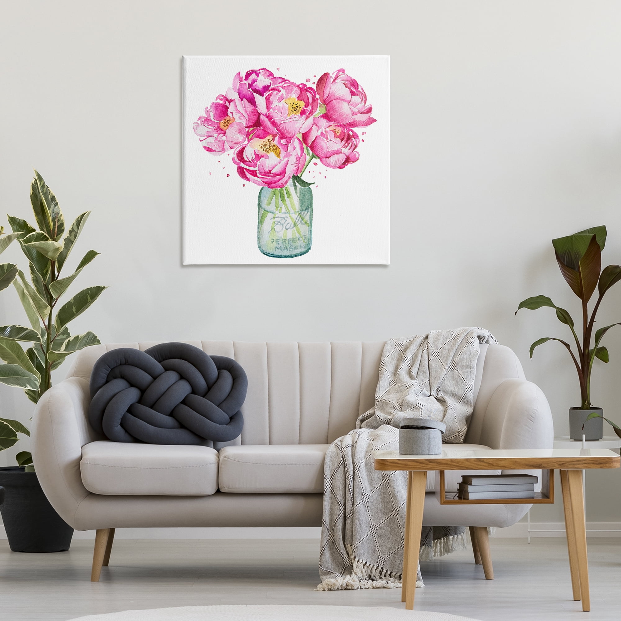 Stupell Industries Pink Peony Jar Botanical & Floral Painting Gallery Wrapped Canvas Art Print Wall Art, 30 x 30