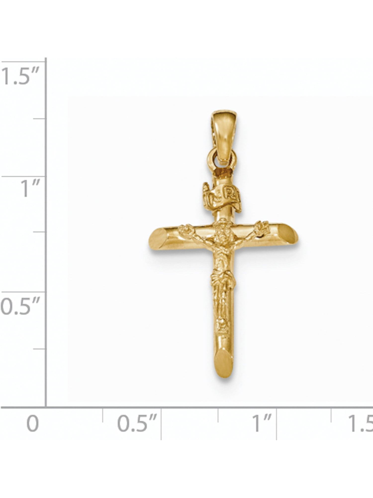 Polished Crucifix Necklace Charm Women Men 14K Solid Yellow Gold Cross Pendant