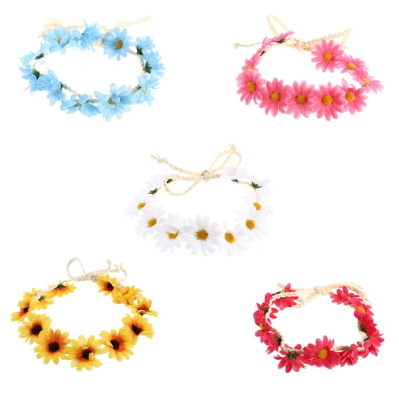 MLINS 5 Pcs Crowns Daisy Flower Hair Accessory Floral Garland Hair Band Seaside 92x4cm