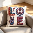 thumbnail image 1 of Linnome Polyester Printed Short Plush Pillowcase Double Sided Independence Day Pattern for Couch Bedroom Decoration 17.7x17.7in Multicolor#04, 1 of 6