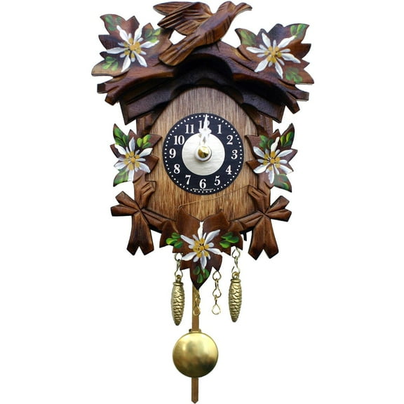 Engstler Battery Operated Mini Floral Cuckoo Wall Clock - 5.5"