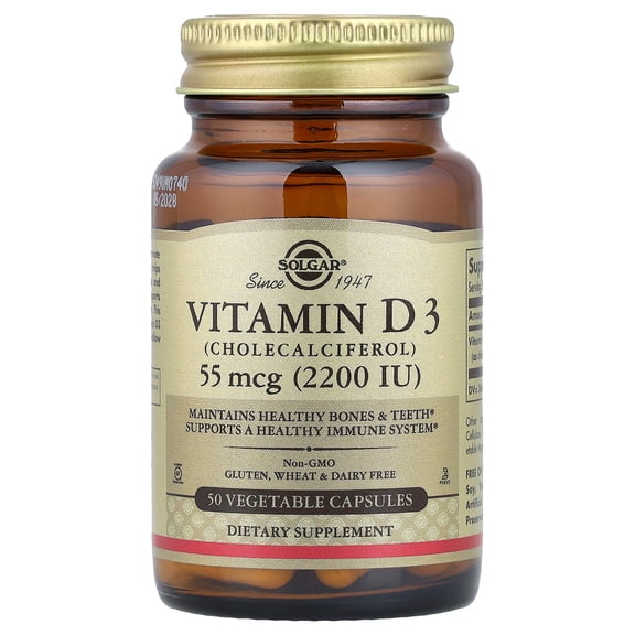 Solgar - Vitamin D3 Cholecalciferol 2200 IU - 50 Vegetarian Capsules