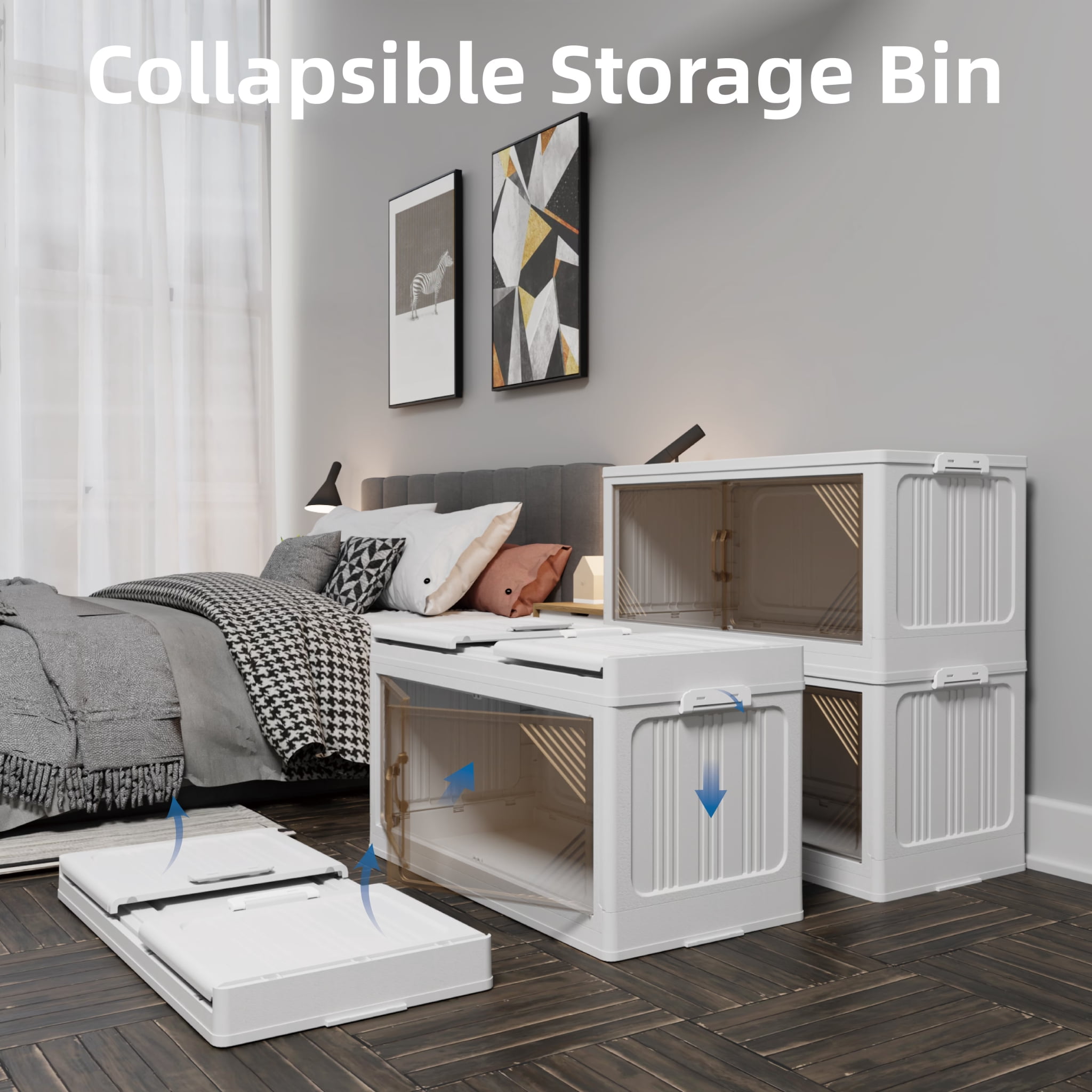 573QT 4-Pack Transparent Plastic Storage Cabinets, Beige