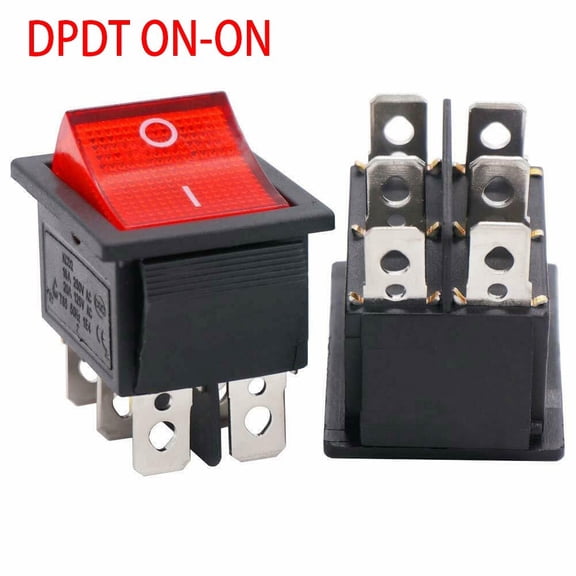 Dpdt On-On Rocker Switch W/Red Neon Lamp Kcd2 16A/250Vac YIWEI