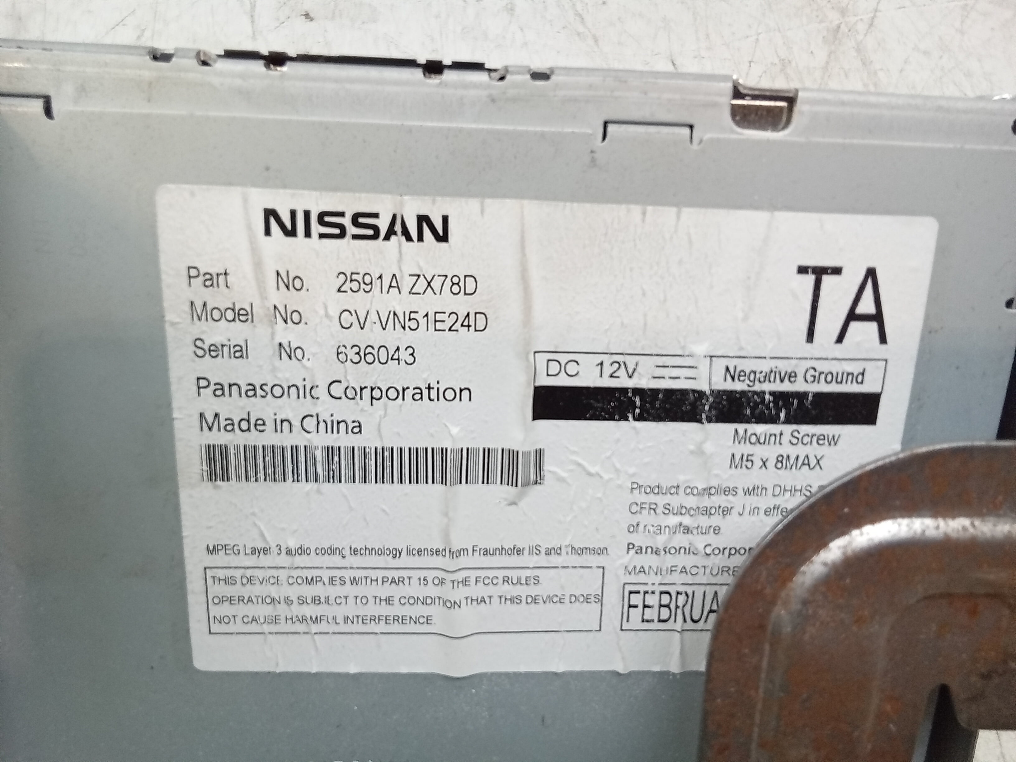 Pre-Owned 14 Nissan Maxima CD Player Radio W/ 2GB Music System OEM - Verify Specific Vehicle Fitment In Description - (Good)
