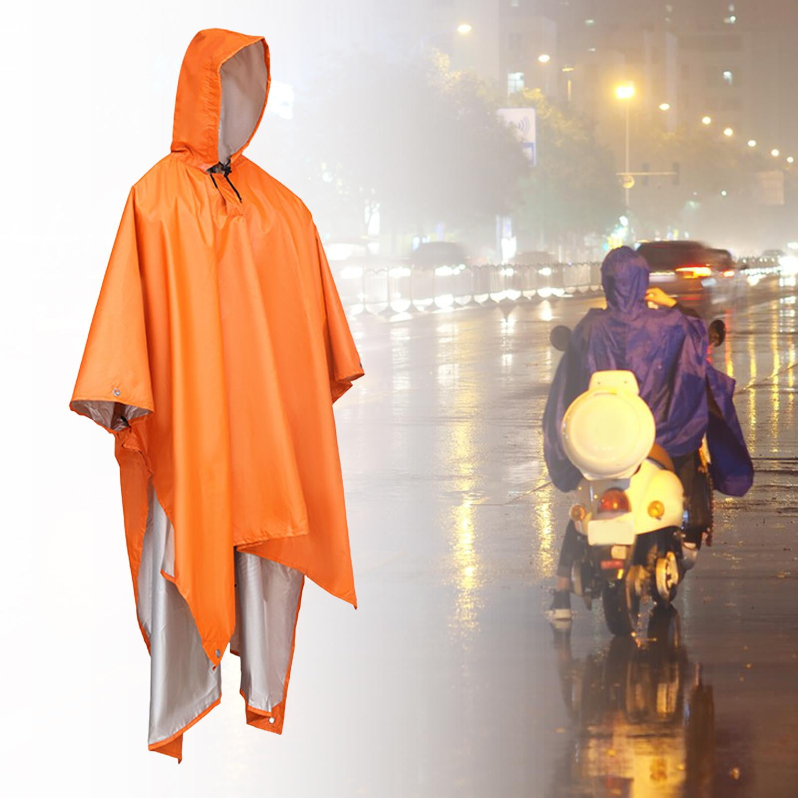 Hooded Rain Poncho, Rain Cape Coat, Waterproof Jacket Shelter 