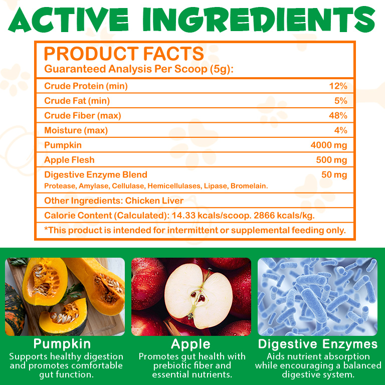 Oimmal Pumpkin for Dogs & Cats, All Natural Fiber with Digestive Enzymes, Apple, Healthy Stool & Digestive Support, Diarrhea, Constipation Relief, Pumpkin Powder for to Make Puree 2Pack