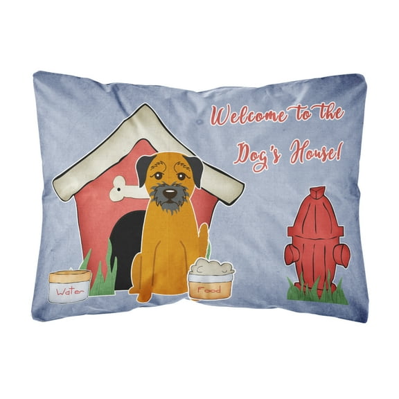 Carolines Treasures BB2793PW1216 Dog House Collection Border Terrier Canvas Fabric Decorative Pillow  12H x16W
