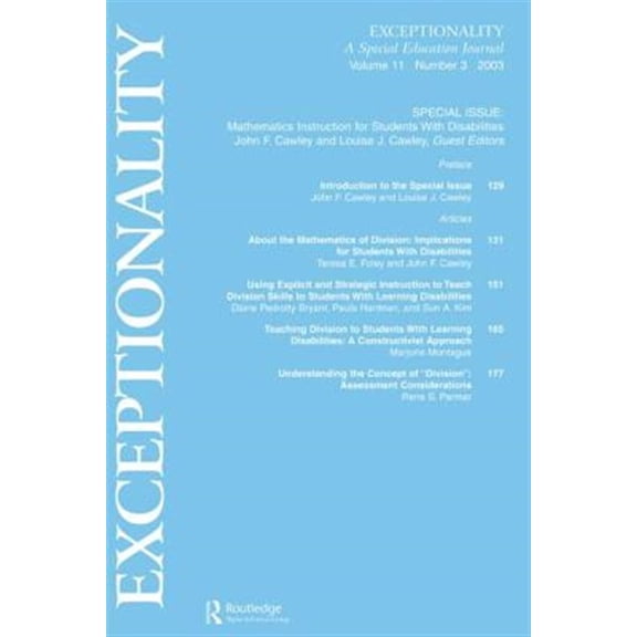 Pre-Owned Exceptionality S Mathematics Instruction for Students With Disabilities: A Special Issue of exceptionality, (Paperback)