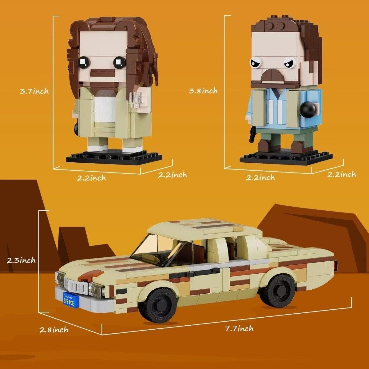 592 PCs 90s Cult Film Building Set with Vintage Car & Mustache Detective - Adult Collector Model Kit Compatible with Major Brands, Walmart Exclusive Gift for Teens 6+