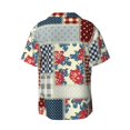 thumbnail image 2 of JUNZAN Mens Casual Button Down Shirts Short Sleeve Patchwork In Country Style Print Shirt-Large, 2 of 7
