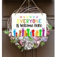 thumbnail image 5 of WaaHome Everyone is Welcome Here Door Sign 8"x12" Gay Lesbian LGBT Pride Rainbow Welcome Decor Sign for Home Wall Wreath Porch Front Door Decorations, 5 of 6