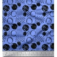 thumbnail image 1 of Soimoi Blue Japan Crepe Satin Fabric Dots & Circle Geometric Printed Craft Fabric by the Yard 42 Inch Wide, 1 of 3