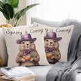 thumbnail image 3 of Outdoor Pillow Cover Purple Bow Groundhog Carrot Set of 2 Waterproof Throw Pillowcases Spring Is Coming Decorative Patio Furniture Pillows for Couch Garden Indoor & Outdoor Use, 3 of 9
