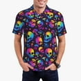 thumbnail image 5 of Yiaed mushroom rainbow color SkullPrint Men's Short Sleeve Polo Shirt,Golf Polo for Men Three-Button Golf Shirt Athletic Casual Collared T-Shirt- Medium, 5 of 7