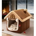 thumbnail image 6 of Upgraded Enclosed Warm Cat House for Indoor Cats, Cozy Cat Cave Bed Kitty Tent with Door Curtain, Soft Pet House,Condos,Cats Hideaway for Small Medium Cats&Dogs (Brown, Medium), 6 of 6