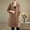Khaki, variant on Women's Long Linen Blazer Jacket, Roll Up Sleeve Button Down Coat with Pockets, Casual Office Long Outerwear Khaki M