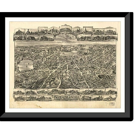 Historic Framed Print, MA Newton Center 1897, 17-7/8" x 21-7/8"