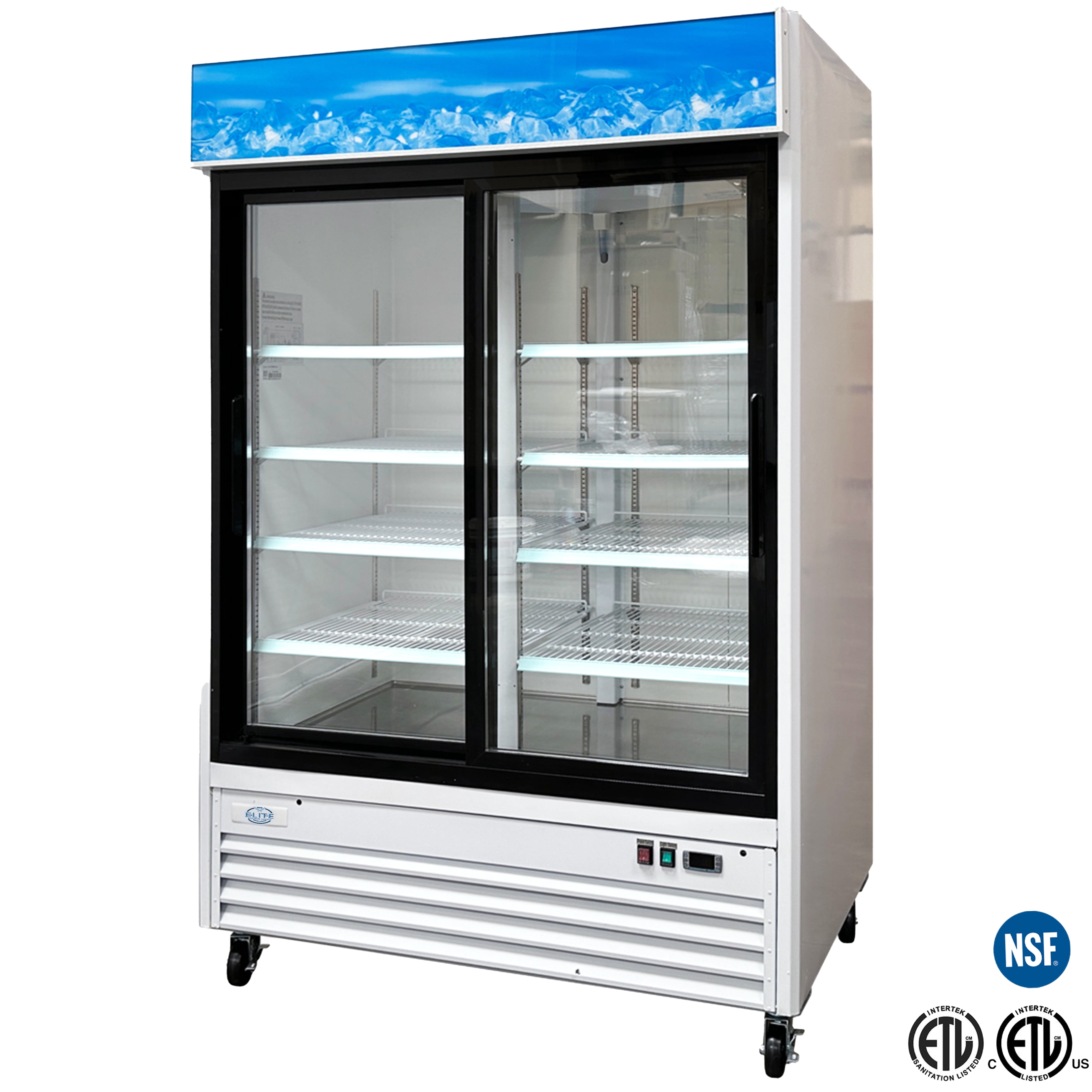 54 in. Two Glass Sliding Door Refrigerator 45 Cu.Ft. Commercial Merchandiser Refrigerator, Cooler NSF ETL