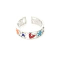 thumbnail image 2 of Sterling Silver multicolor stars hearts flowers cloud and moon enamel adjustable open ring., 2 of 3